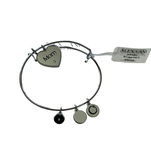 NWT Alex + Ani “Mom” heart silver‎ bangle bracelet - Picture 1 of 5